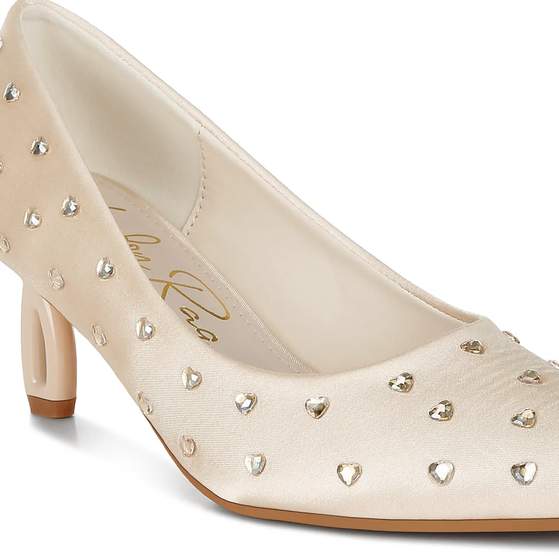 Heart-Shaped Rhinestones Pumps