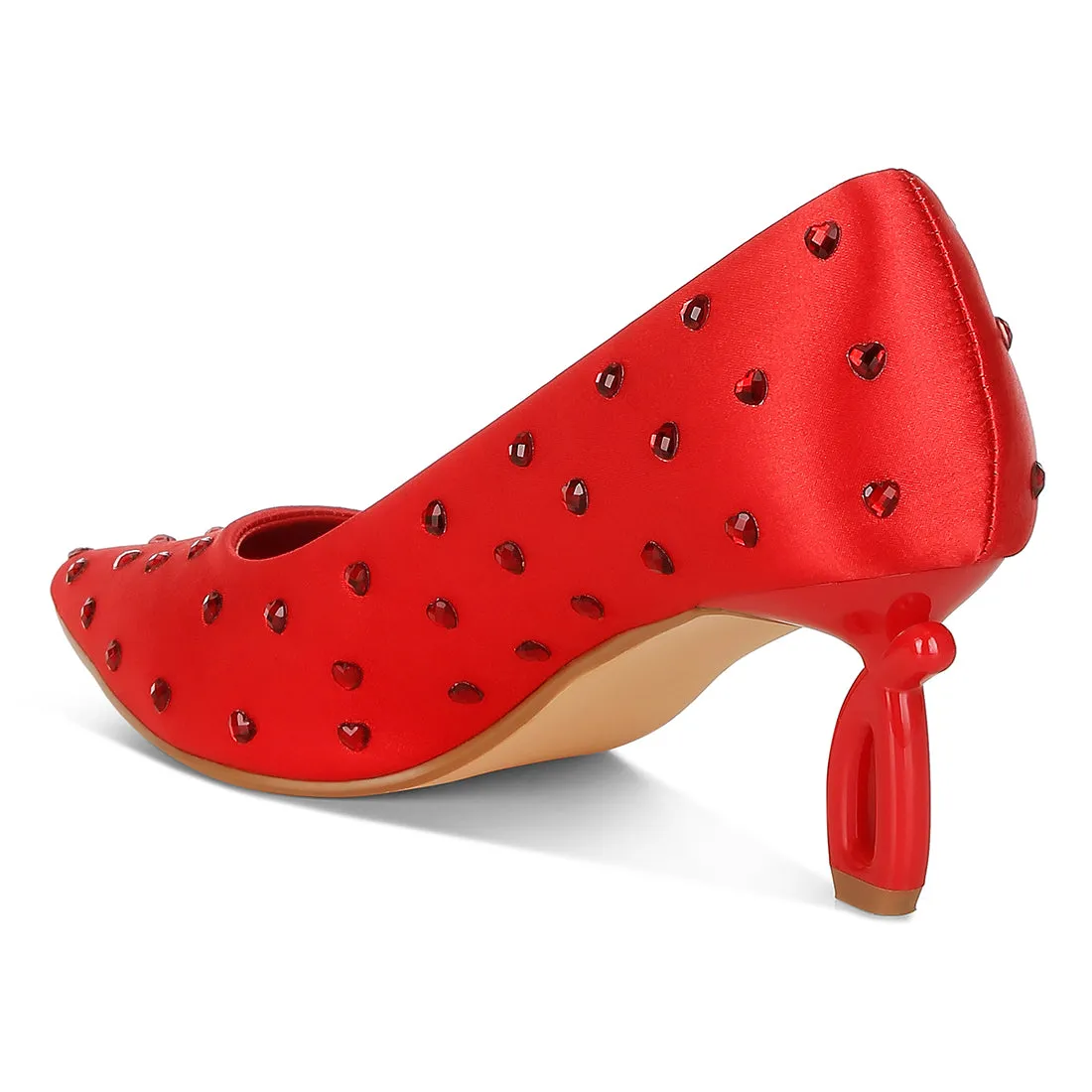 Heart-Shaped Rhinestones Pumps