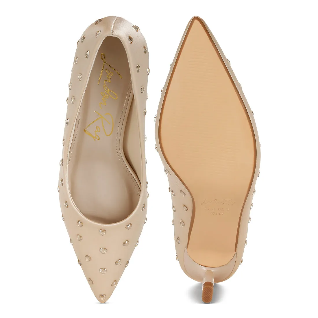 Heart-Shaped Rhinestones Pumps