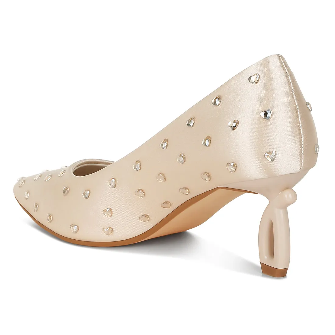 Heart-Shaped Rhinestones Pumps