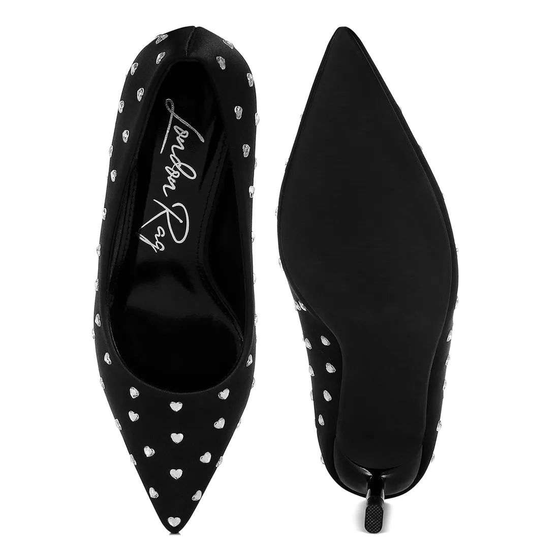 Heart-Shaped Rhinestones Pumps