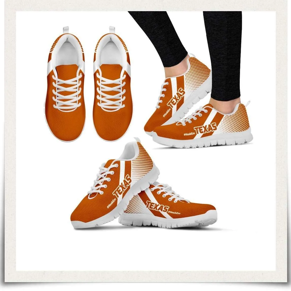 #HookEm Texas Fan Mesh Fabric Running Shoes
