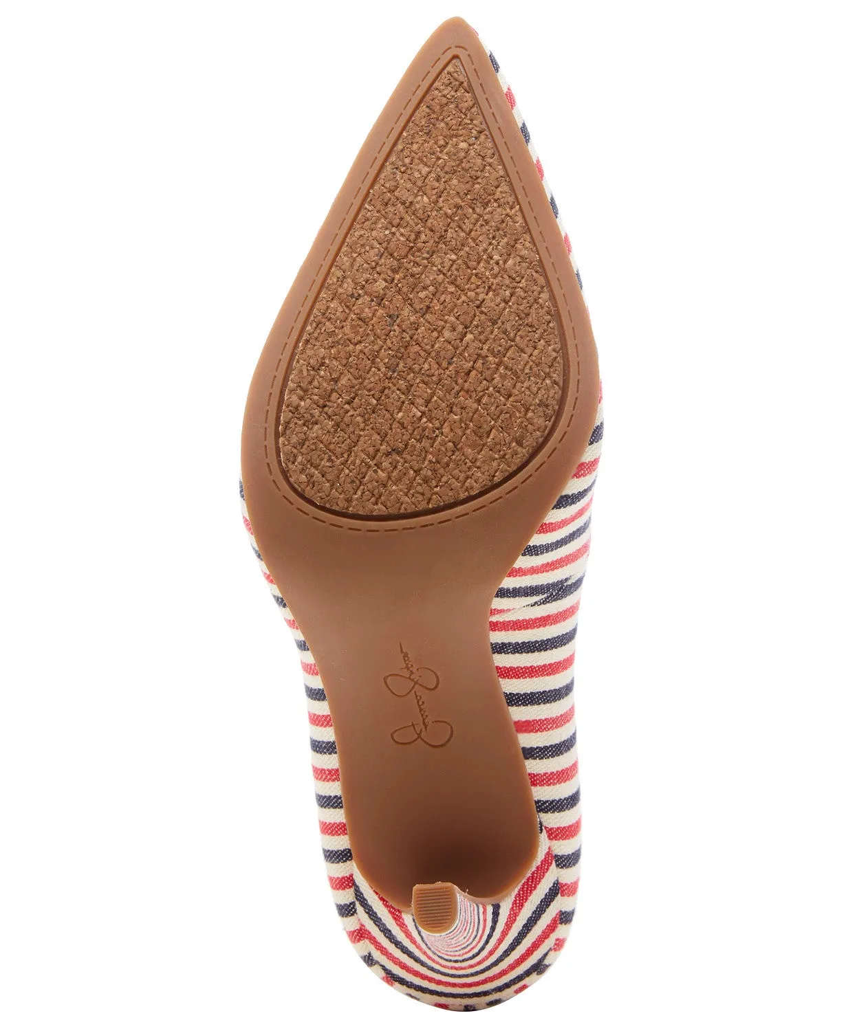 Jessica Simpson Cassani Red Navy Stripe Multi Color Stripe Pointed Toe Pumps