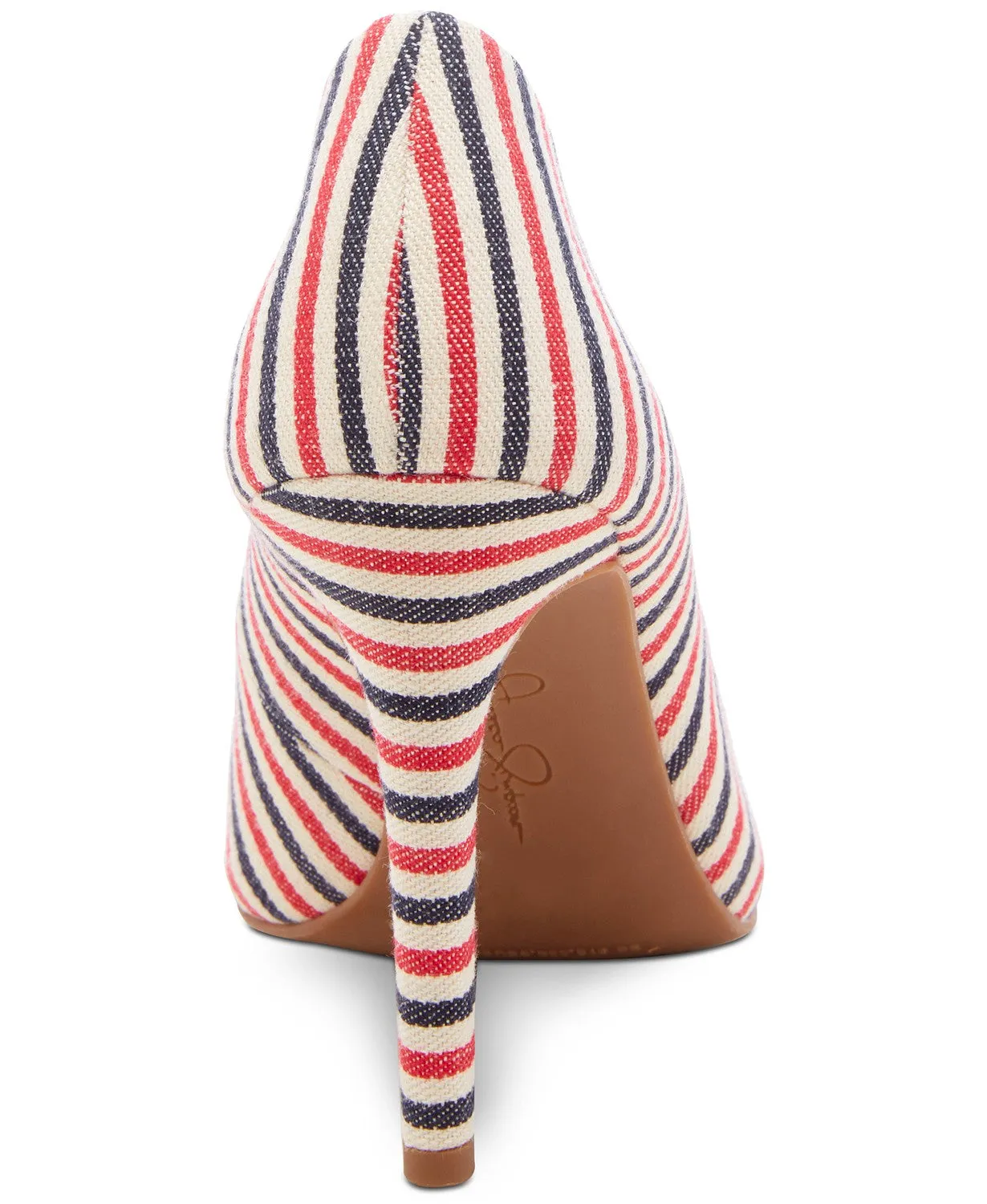 Jessica Simpson Cassani Red Navy Stripe Multi Color Stripe Pointed Toe Pumps