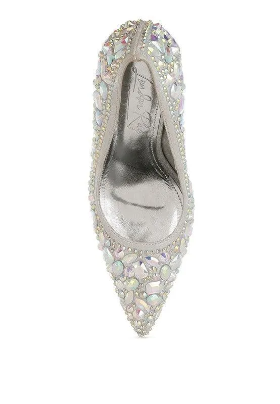London Rag Iceout Diamante & Rhinestone Embellishments Pumps