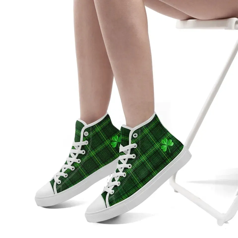 Luxury Gifts,Personalized Lucky Design Sneakers, Custom Green High-Top Shoes, Casual Shoes Gift,FN024-24025069