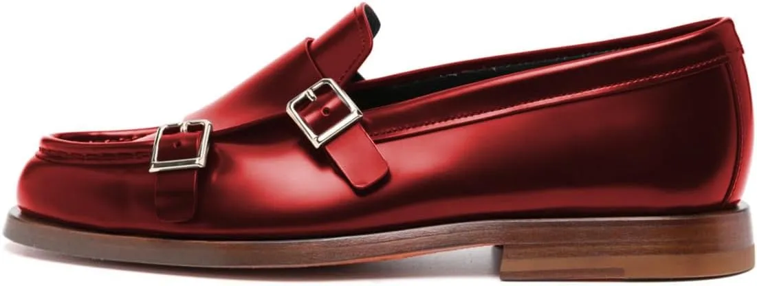 Milooey shoes Women's Round Toe Buckle Style Loafers Chunky Low Heels Slip On Dressy Daily Business Party Formal Shoes Size 4-16 US