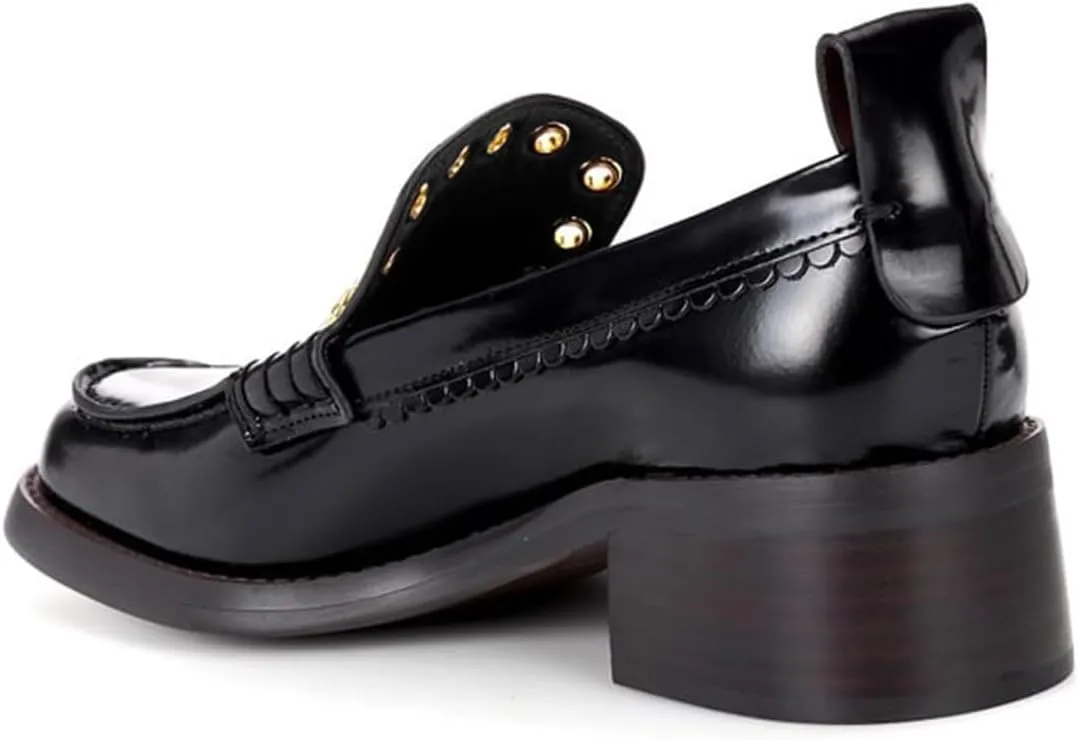 Milooey shoes Women's Round Toe Loafers Low Chunky Block Heels Slip On Comfy Formal Dress Party Daily Office Shoes Size 4-16 US