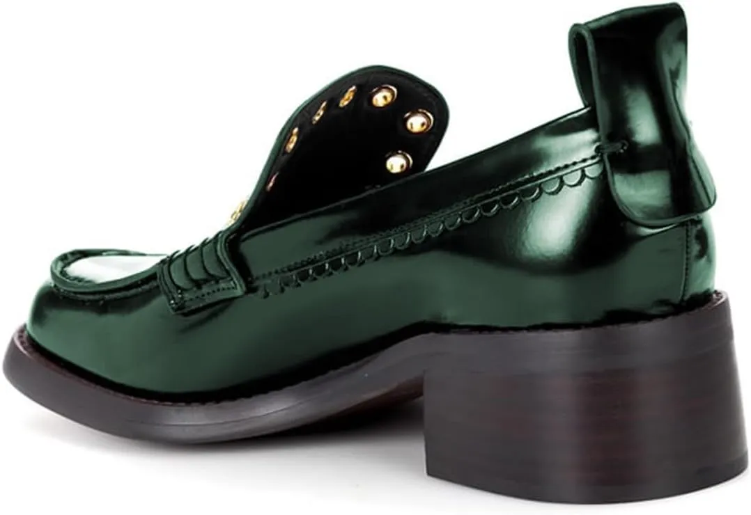 Milooey shoes Women's Round Toe Loafers Low Chunky Block Heels Slip On Comfy Formal Dress Party Daily Office Shoes Size 4-16 US