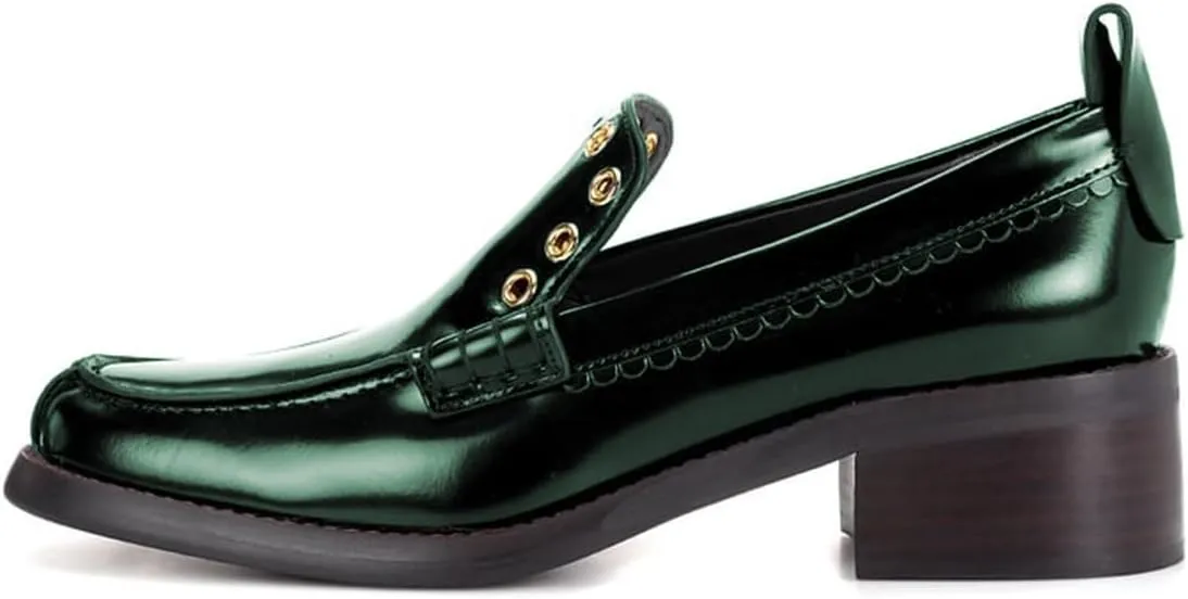 Milooey shoes Women's Round Toe Loafers Low Chunky Block Heels Slip On Comfy Formal Dress Party Daily Office Shoes Size 4-16 US