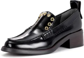 Milooey shoes Women's Round Toe Loafers Low Chunky Block Heels Slip On Comfy Formal Dress Party Daily Office Shoes Size 4-16 US