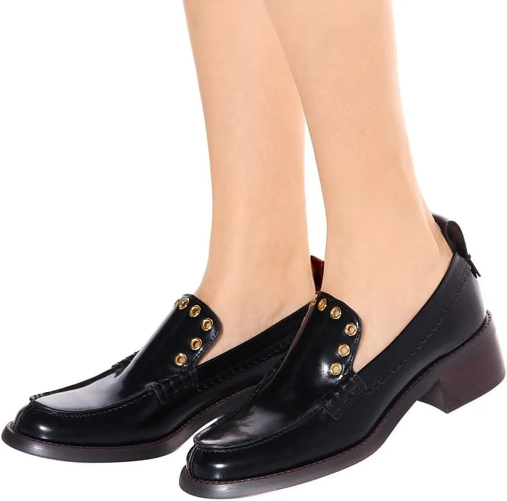 Milooey shoes Women's Round Toe Loafers Low Chunky Block Heels Slip On Comfy Formal Dress Party Daily Office Shoes Size 4-16 US