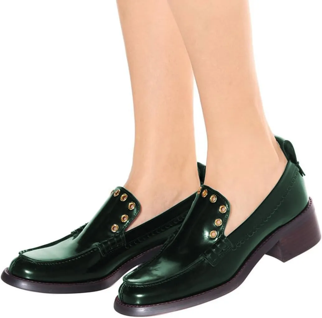 Milooey shoes Women's Round Toe Loafers Low Chunky Block Heels Slip On Comfy Formal Dress Party Daily Office Shoes Size 4-16 US