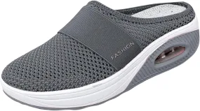 Mules for Women Men Diabetic Air Cushion Slip On Walking Shoes Breathable Mesh Sports Slippers Shoes with Arch Support