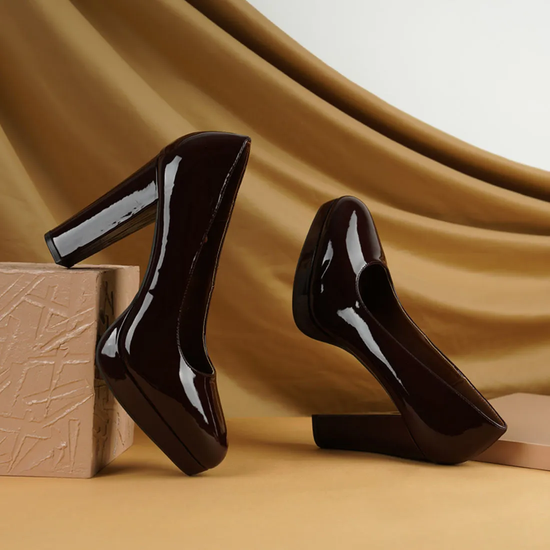 Patent Faux Leather Pump Sandals