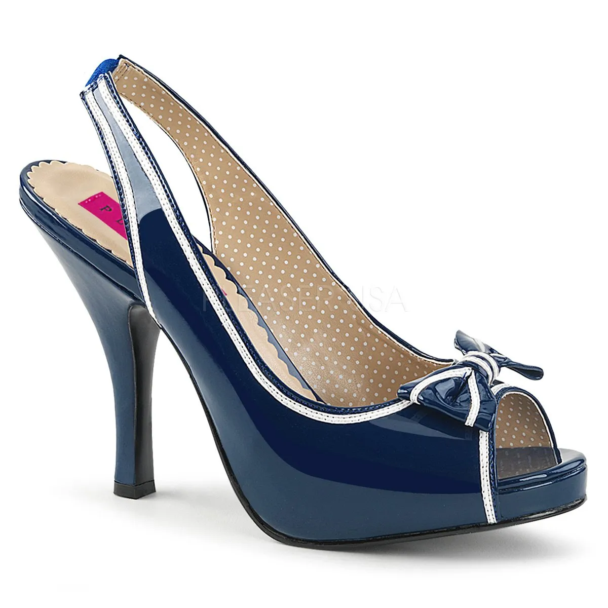 Peep Toe Slingback Sandal with Bow and 4-inch Heel 4-colors PINUP-10