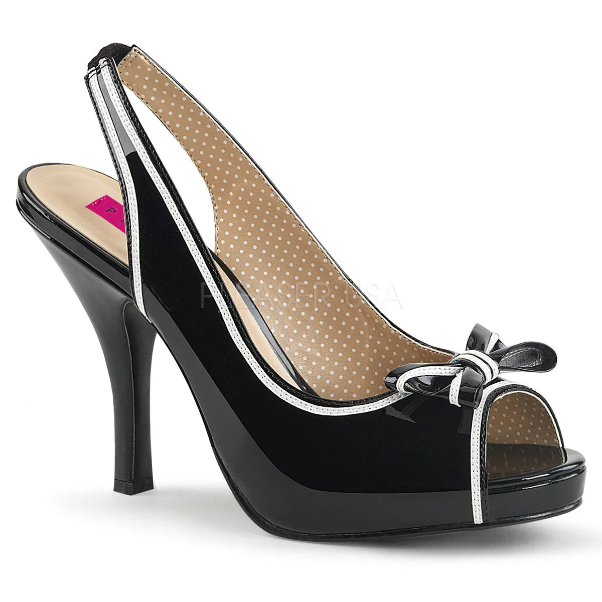 Peep Toe Slingback Sandal with Bow and 4-inch Heel 4-colors PINUP-10