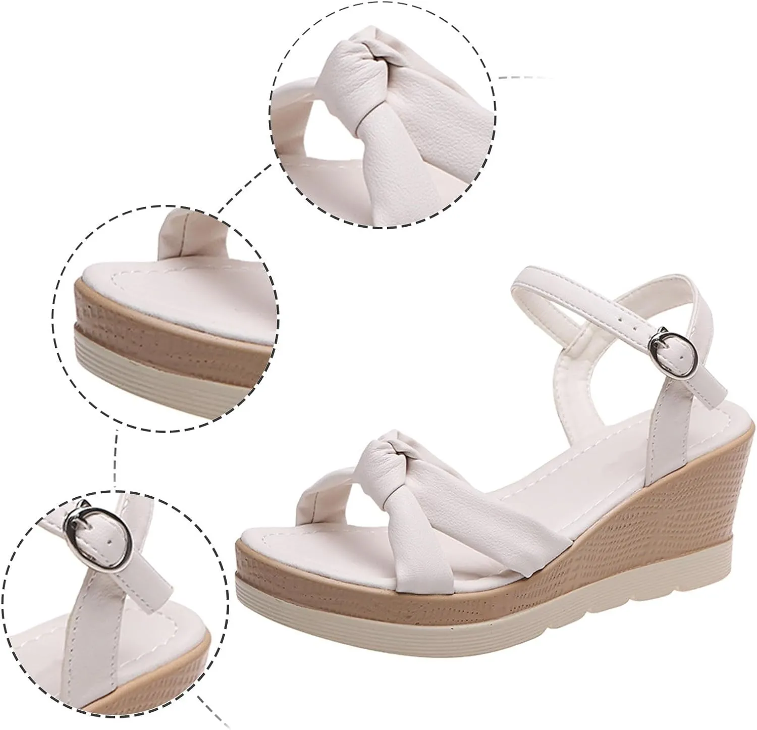 Platform Sandals for Women Comfortable Walking Ankle Strap Fashion Wedge Sandals Casual Summer Beach Outdoor High Heels Open Toe Espadrilles Slip on Shoes