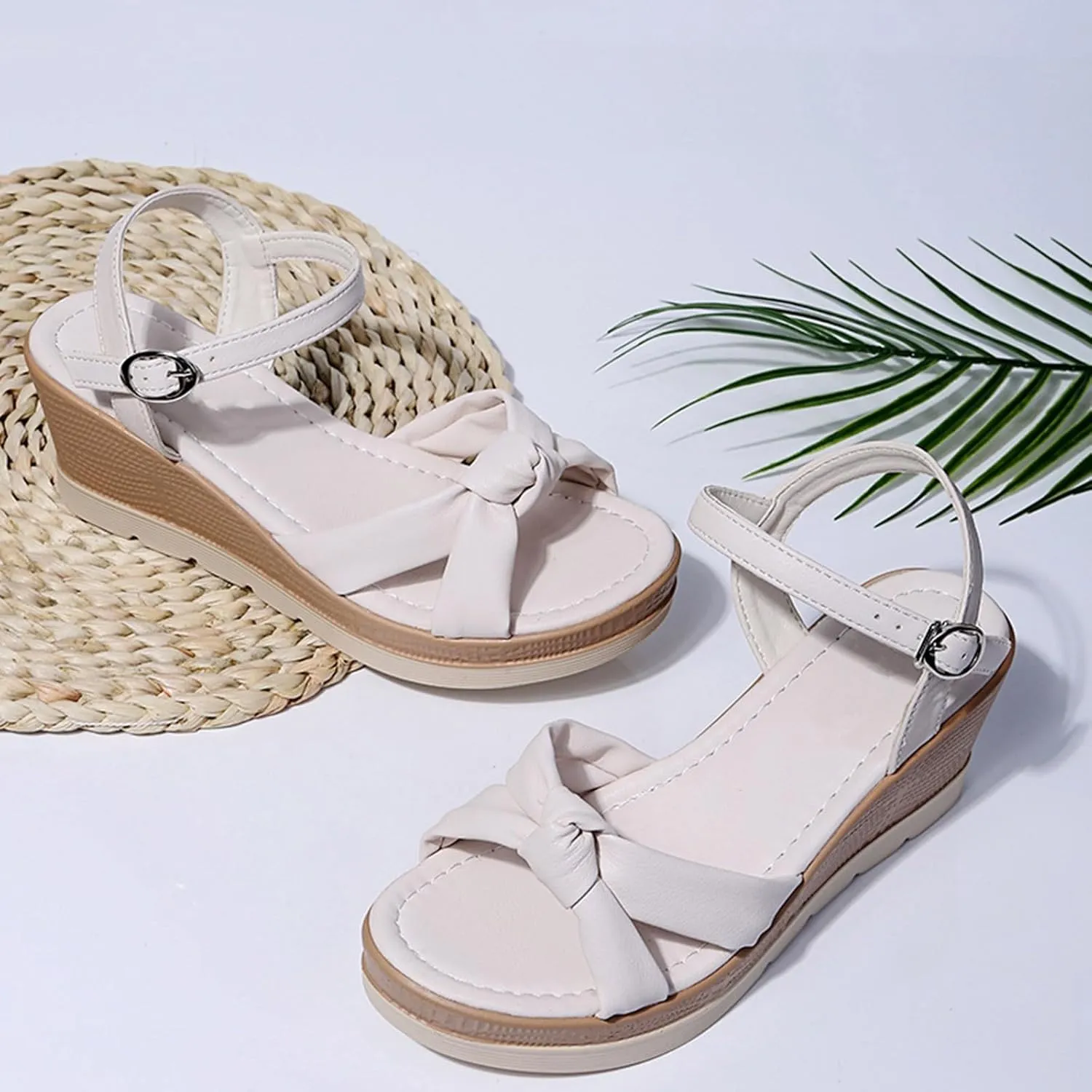 Platform Sandals for Women Comfortable Walking Ankle Strap Fashion Wedge Sandals Casual Summer Beach Outdoor High Heels Open Toe Espadrilles Slip on Shoes