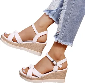 Platform Sandals for Women Comfortable Walking Ankle Strap Fashion Wedge Sandals Casual Summer Beach Outdoor High Heels Open Toe Espadrilles Slip on Shoes