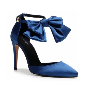Sharlie - Navy Satin - Rubber Sole