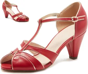 SHODENSE Women Round Open Toe Heeled Sandals Ankle T-Strap Kitten Heel Pumps Cut Out 2" Low Chunky Heel Sandal Shoes Dressy Strappy Buckle Mary Jane Heels Retro Elegant Wedding 4-11 M US SHODENSE Women Round Open Toe Heeled Sandals Ankle T-Strap Kitten Heel Pumps Cut Out 2" Low Chunky Heel Sandal Shoes Dressy Strappy Buckle Mary Jane Heels Retro Elegant Wedding 4-11 M US