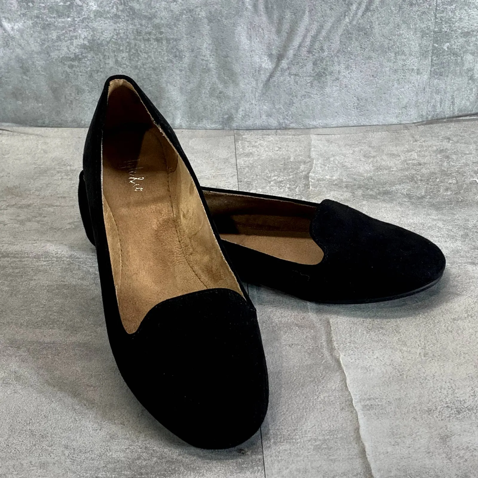 STYLE & CO Women's Black Micro Alysonn Round-Toe Slip-On Loafer Flats SZ 8