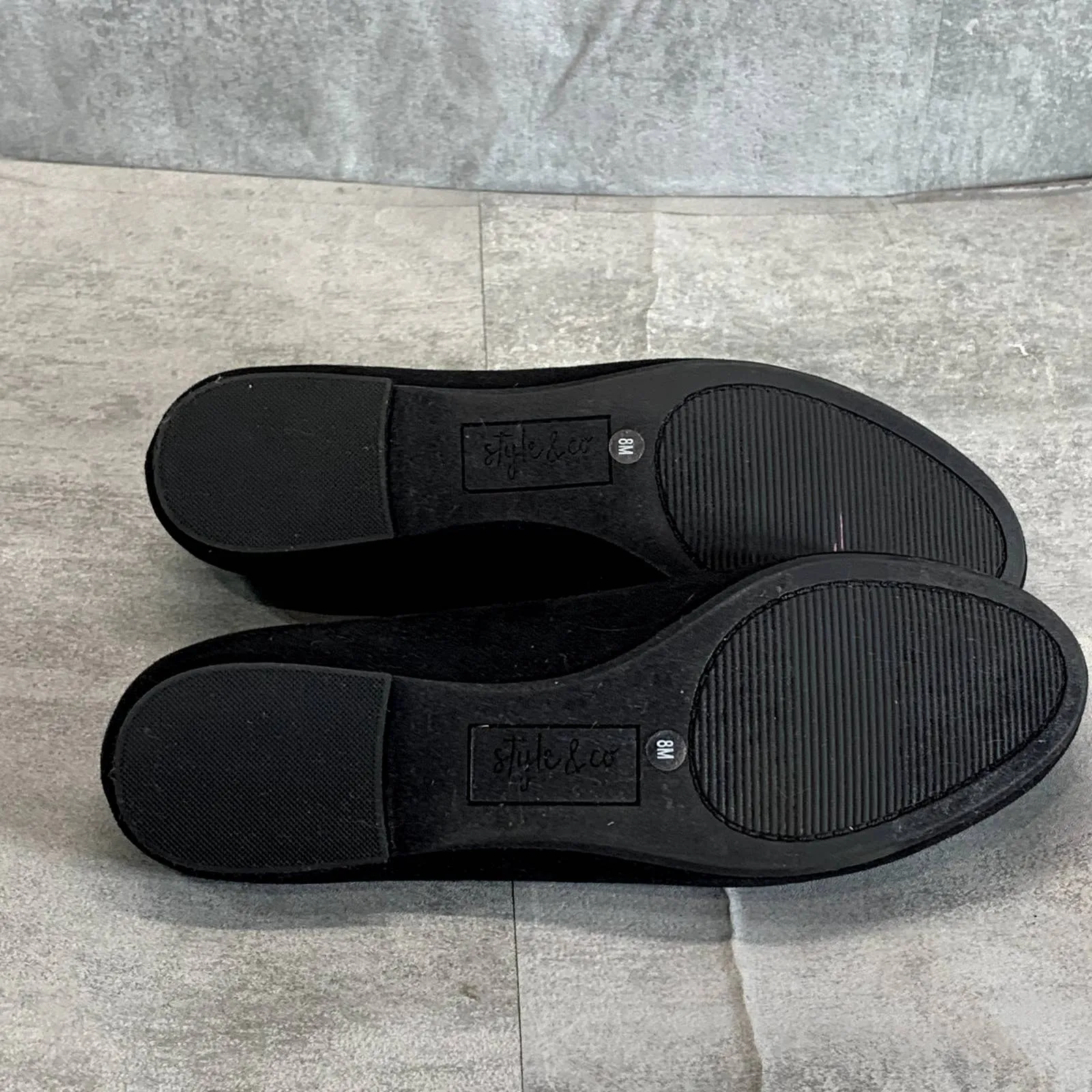 STYLE & CO Women's Black Micro Alysonn Round-Toe Slip-On Loafer Flats SZ 8