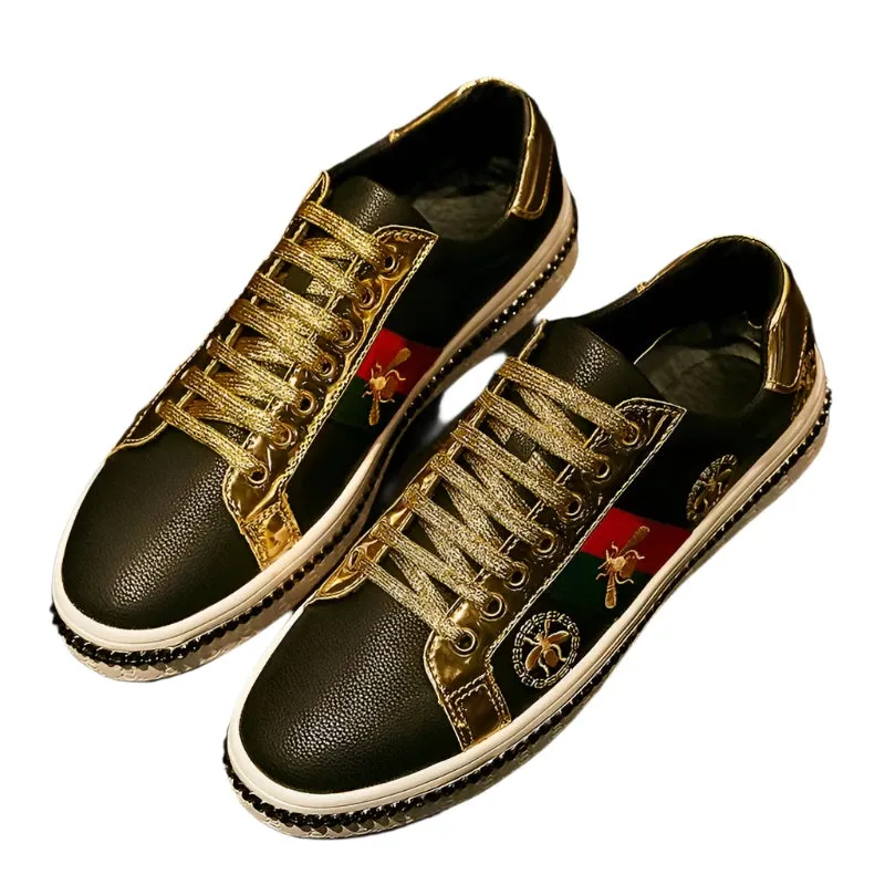 Trendy Embroidered Casual Sneakers | Unisex Black & White Skateboarding Shoes for Men & Women | Comfortable Couple Flats