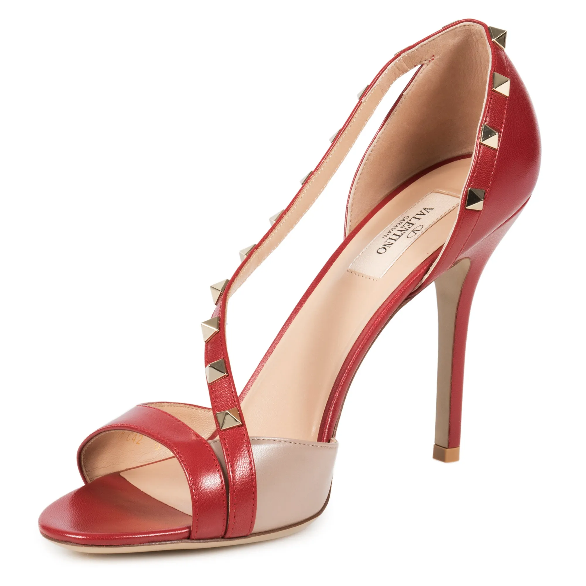 Valentino Rockstud Leather d'Orsay Peep Toe Pumps