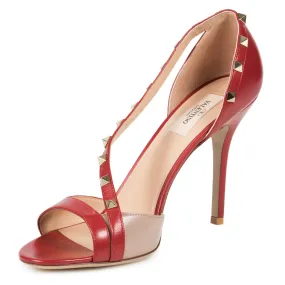 Valentino Rockstud Leather d'Orsay Peep Toe Pumps