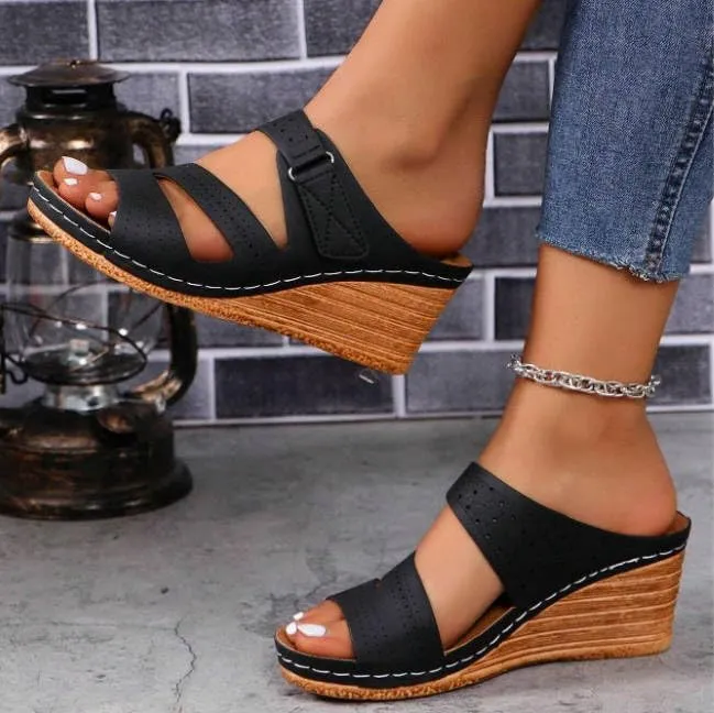 Wedge Sandals for Women 2025 Dressy Platform Sandals Women Casual Comfortable Fashion Mid Heels Open Toe Espadrilles Wedges Slip on Shoes Dressy Summer Flat Heels