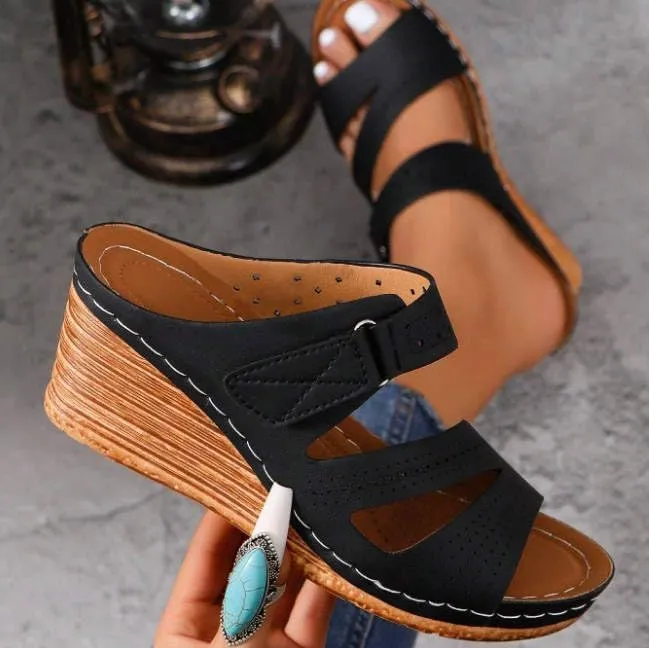 Wedge Sandals for Women 2025 Dressy Platform Sandals Women Casual Comfortable Fashion Mid Heels Open Toe Espadrilles Wedges Slip on Shoes Dressy Summer Flat Heels
