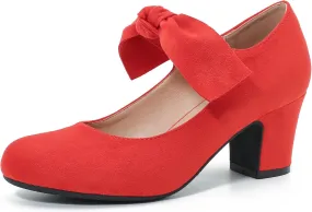 Women's Bow Mary Jane Block Heel Pumps Closed Round Toe Low Chunky Heels Ankle Strap Wedding Dress Evening Party Shoes Women's Bow Mary Jane Block Heel Pumps Closed Round Toe Low Chunky Heels Ankle Strap Wedding Dress Evening Party Shoes