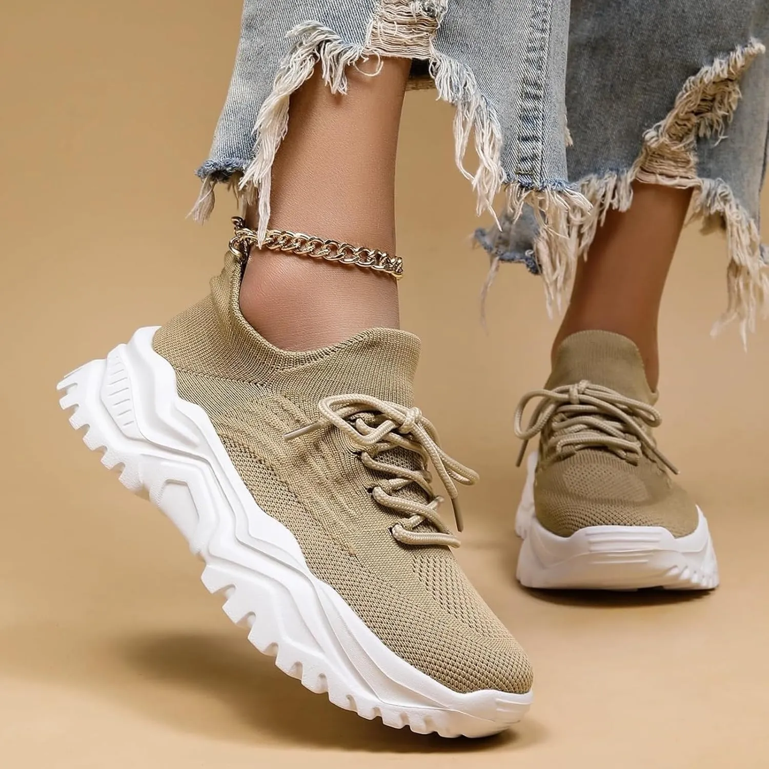 Womens Fashion Athletic Sneakers Mesh Lightweight Platform Slip On Sports Casual Shoes Breathable Soft Sole Comfortable Work Gym Trainers Orthopedic Summer Arch Support Shoes