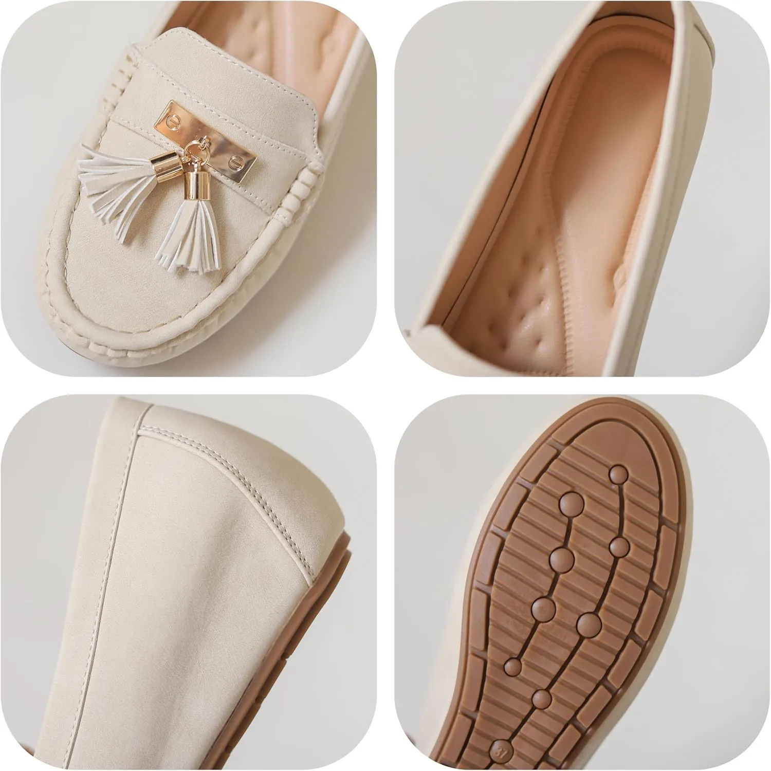 Women's Hidden Wedge Heel Loafers Slip-On Tassel Work Walking Shoes