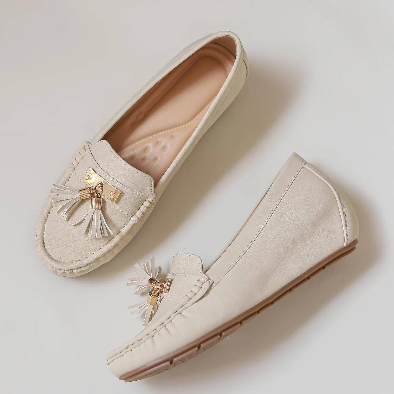 Women's Hidden Wedge Heel Loafers Slip-On Tassel Work Walking Shoes