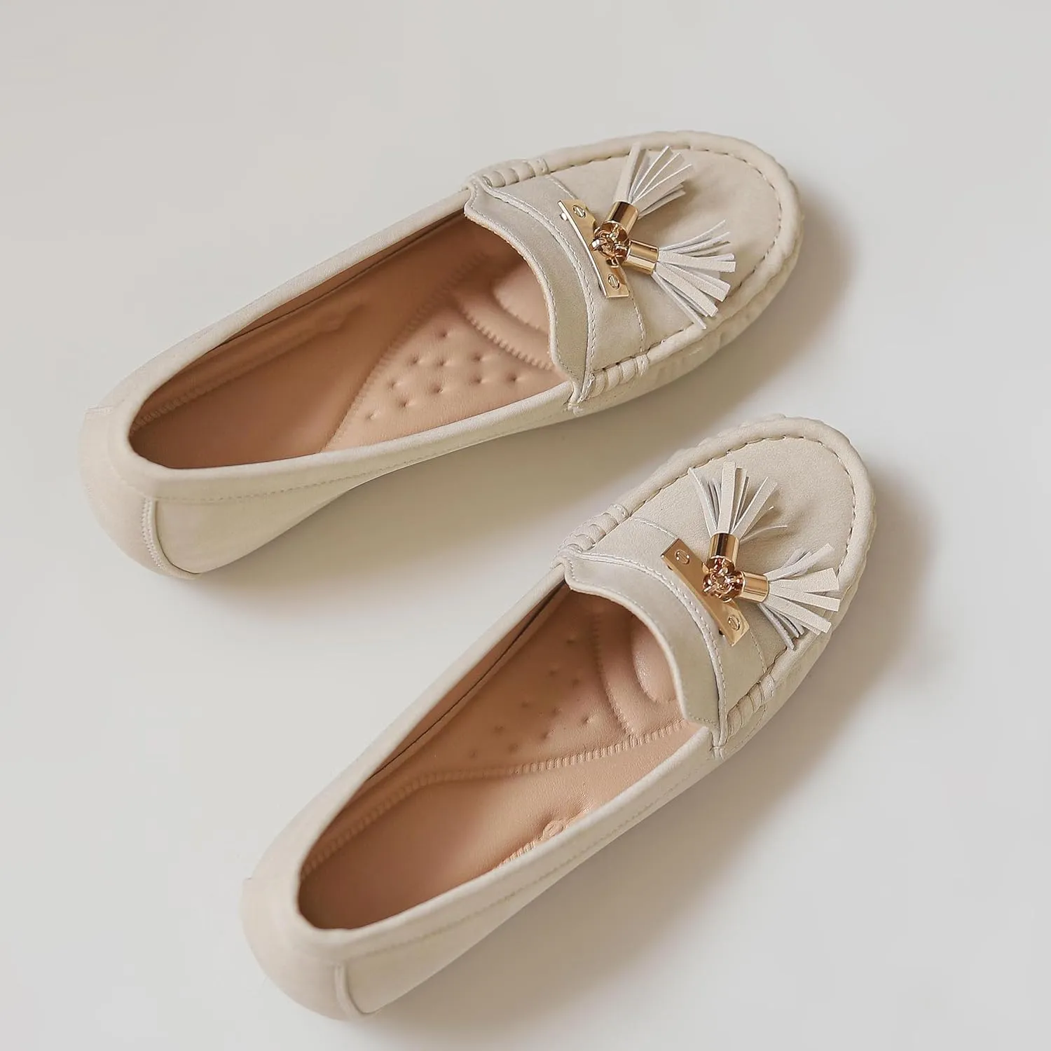 Women's Hidden Wedge Heel Loafers Slip-On Tassel Work Walking Shoes