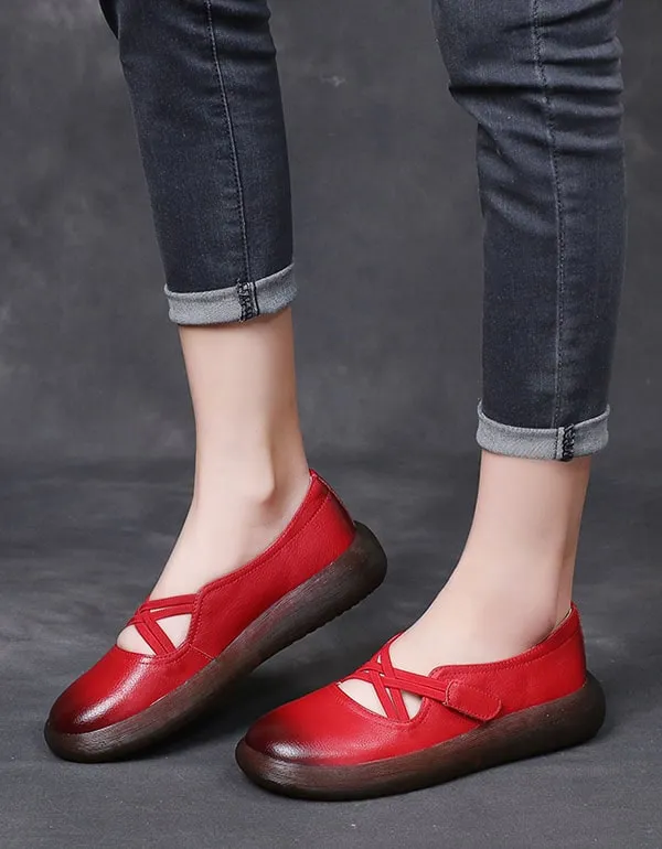 Women's Low-heeled Sole Retro Flats Size 10