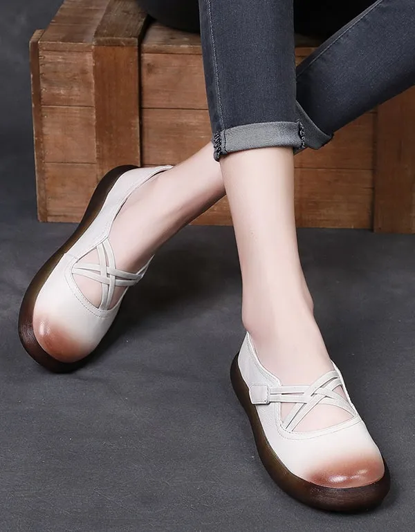 Women's Low-heeled Sole Retro Flats Size 10