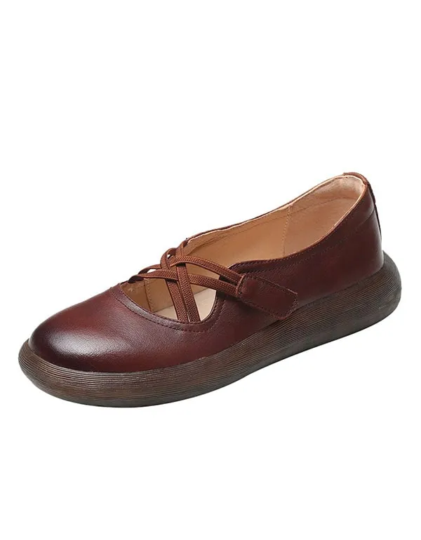 Women's Low-heeled Sole Retro Flats Size 10