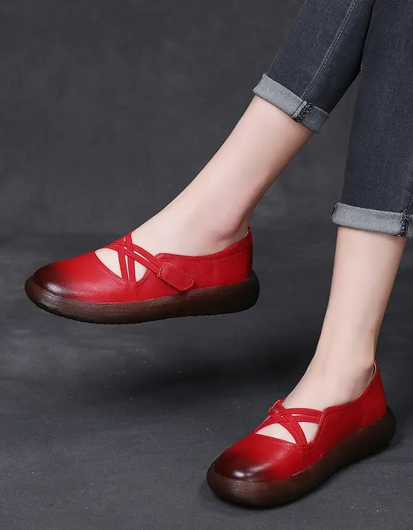 Women's Low-heeled Sole Retro Flats Size 10
