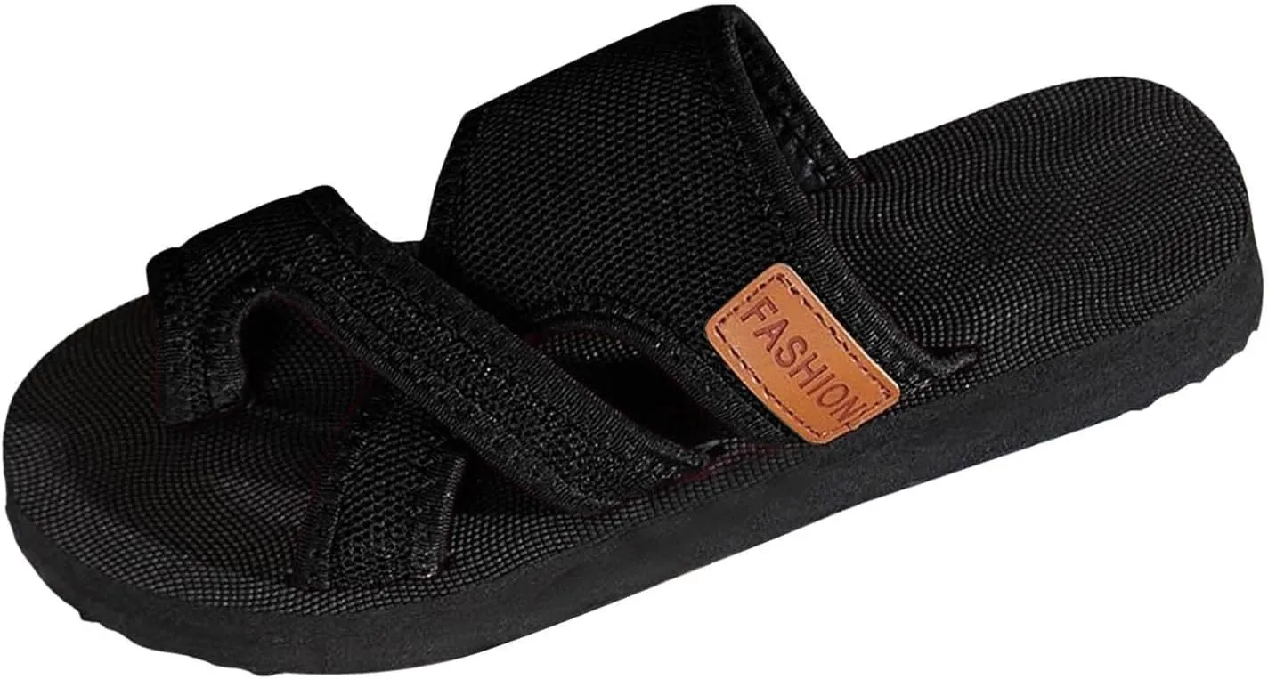 Womens Slide Sandals with Arch Support Adjustable Orthopedic Flip Flops Walking Summer Shoes Summer Casual Mesh Flats Slippers Breathable Comfortable