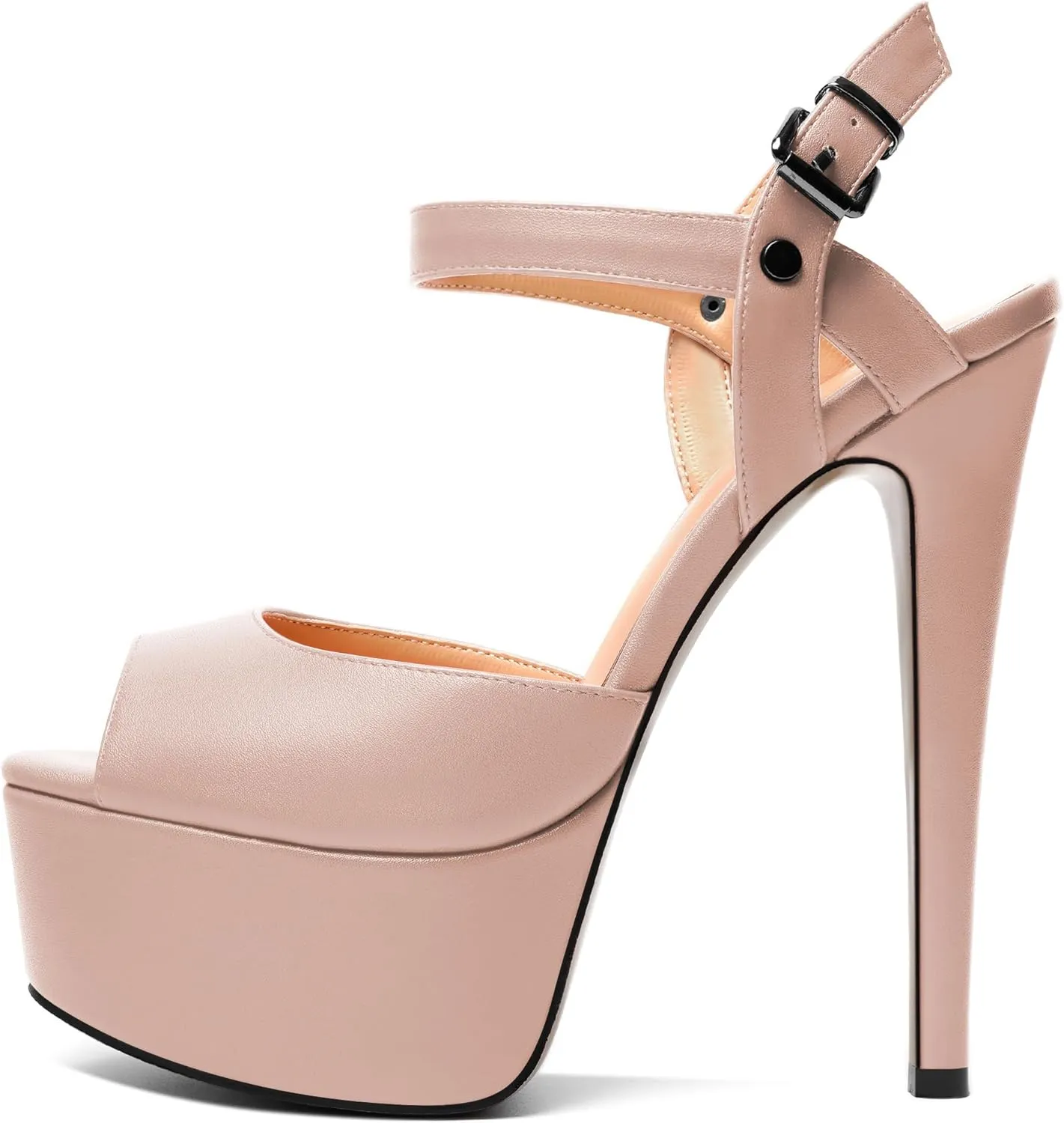 YODEKS Platform Heeled Sandals Peep Toe Stiletto High Heel Ankle Strap 6 Inch Comfortable Fashion Sexy Dress Shoes