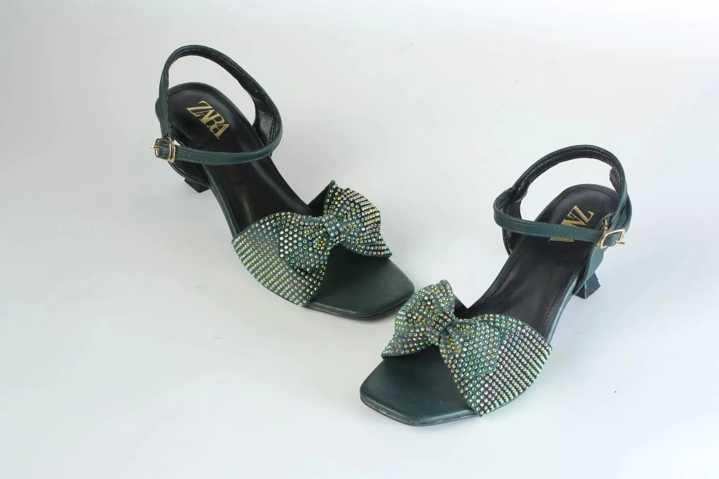 ZARA BOW FANCY SANDALS - GREEN