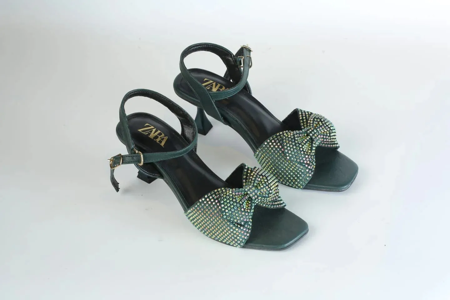 ZARA BOW FANCY SANDALS - GREEN