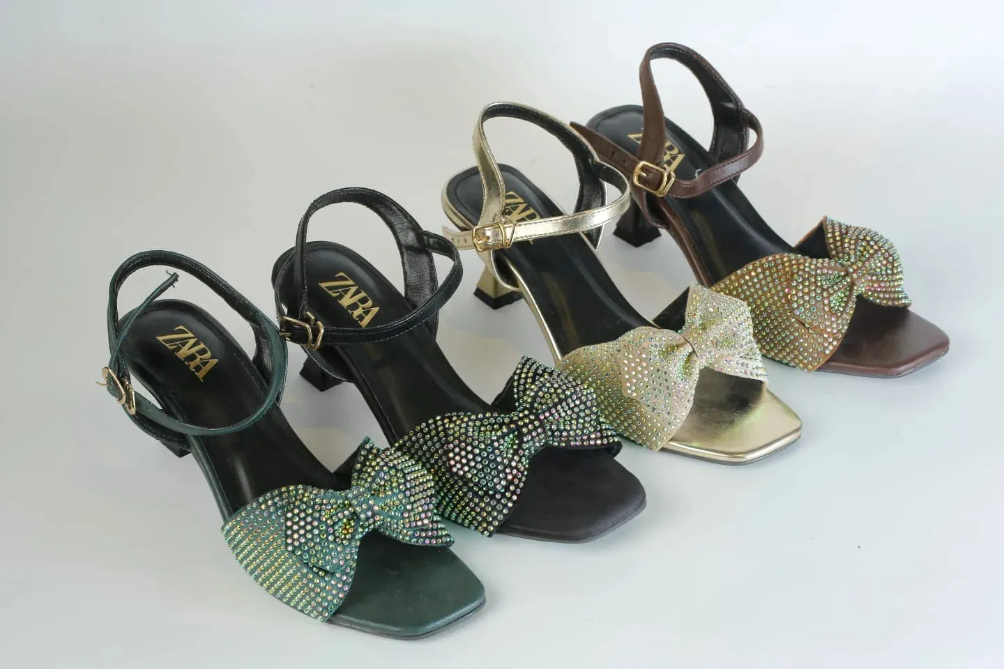 ZARA BOW FANCY SANDALS - GREEN