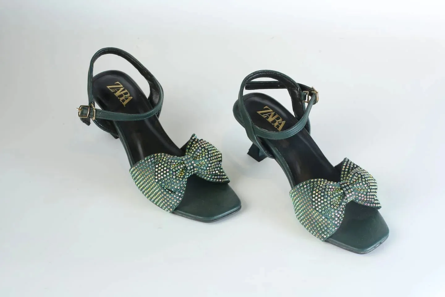 ZARA BOW FANCY SANDALS - GREEN